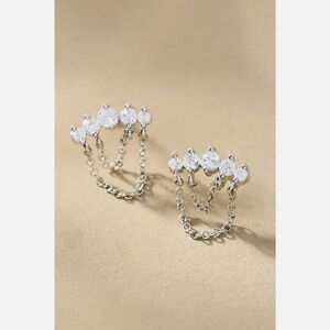 NWT ANTHROPOLOGIE CRYSTAL MARQUIS CHAIN EARRINGS